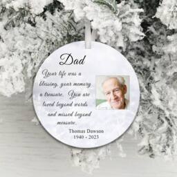Uniqueful Personalised In Memory Photo Decoration Sympathy Gift for Dad in White - Size: 15 cm - thumbnail 1