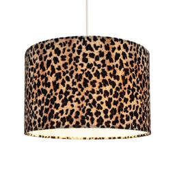 Happy Homewares Modern & Distinctive Leopard Print Table/Pendant Lamp Shade in Soft Velvet in Black - Size: 12 inches - thumbnail 2