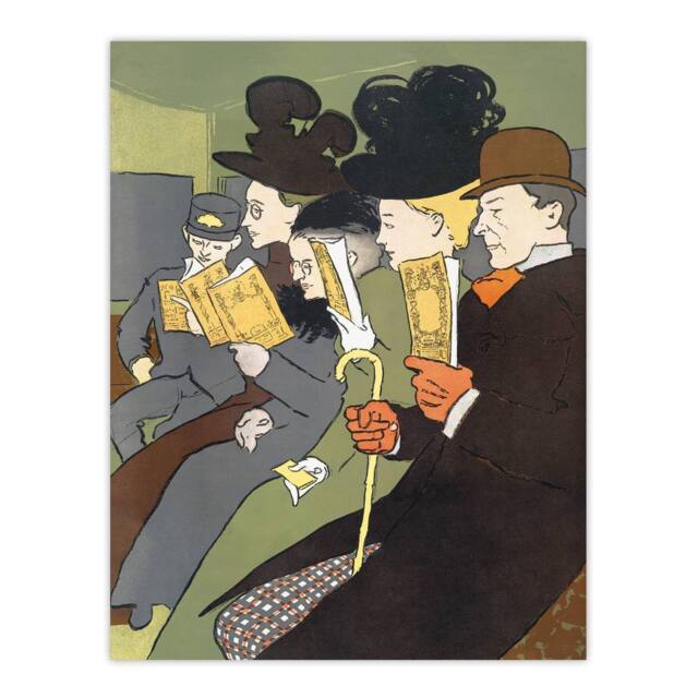 "Artery8 People Reading Magazine on Train Vintage Wall Art Print Penfield - Size: W12"" x H16""" - image 1