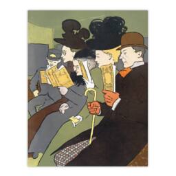 "Artery8 People Reading Magazine on Train Vintage Wall Art Print Penfield - Size: W12"" x H16""" - thumbnail 1