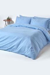 Homescapes Egyptian Cotton Fitted Sheet 12 inch 200 Thread Count in Blue - Size: King Fitted - thumbnail 4