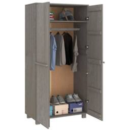 Berkfield Home Wardrobe HAMAR Light Grey 89x50x180 cm Solid Wood Pine - Size: 89 x 50 x 180 cm - thumbnail 6