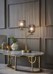 ValueLights Amelie Gold Stem 2 Way Ribbed Glass Lamp Table Light