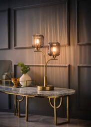 ValueLights Amelie Gold Stem 2 Way Ribbed Glass Lamp Table Light - thumbnail 2