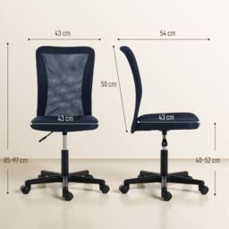 VINSETTO Armless Office Chair, Swivel Desk Chair w/ Adjustable Height in Dark Grey - thumbnail 3