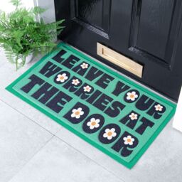 Artsy Mats Leave Your Worries At The Door Daisy Indoor & Outdoor Doormat - 70x40cm - Size: 40 cm x 70 cm - thumbnail 1
