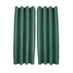 Happy Homewares Modern Textured Linen Fabric Blackout Eyelet Curtains - 2 Panel in Emerald - Size: 120 cm width x 160 cm drop