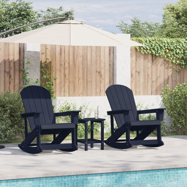 Berkfield Home Garden Lounge Set 3 pcs Navy blue Standard 38 x 38 x 46 cm HDPE - image 1