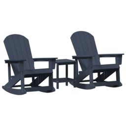 Berkfield Home Garden Lounge Set 3 pcs Navy blue Standard 38 x 38 x 46 cm HDPE - thumbnail 2