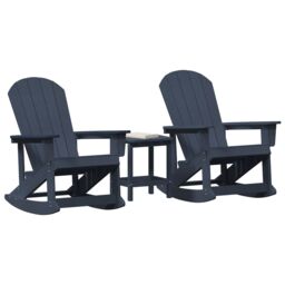 Berkfield Home Garden Lounge Set 3 pcs Navy blue Standard 38 x 38 x 46 cm HDPE - thumbnail 3