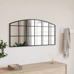 Berkfield Home Wall Mirror Black 100x50 cm Arch Iron - thumbnail 2