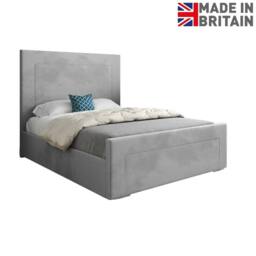 KDMD Macclesfield Upholstered Grey Soft Velvet Designer Bed Frame - Size: King - thumbnail 3
