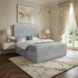 KDMD Macclesfield Upholstered Grey Soft Velvet Designer Bed Frame - Size: King