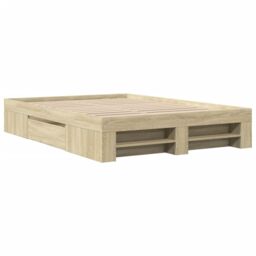 Berkfield Home Bed Frame without Mattress Sonoma Oak 135x190 cm Double Engineered Wood in Brown - thumbnail 3