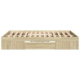 Berkfield Home Bed Frame without Mattress Sonoma Oak 135x190 cm Double Engineered Wood in Brown - thumbnail 6