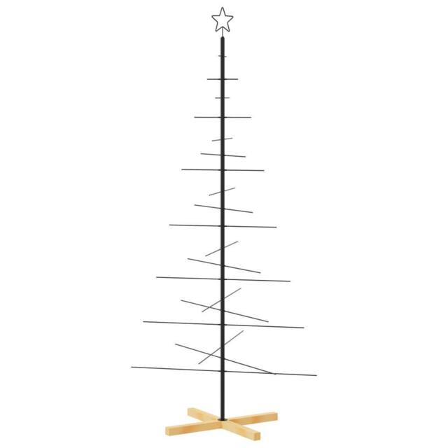 Berkfield Home Metal Christmas Tree with Wooden Base Black 180 cm - image 1