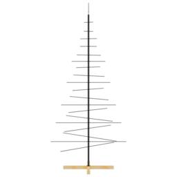 Berkfield Home Metal Christmas Tree with Wooden Base Black 180 cm - thumbnail 4