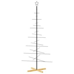 Berkfield Home Metal Christmas Tree with Wooden Base Black 180 cm