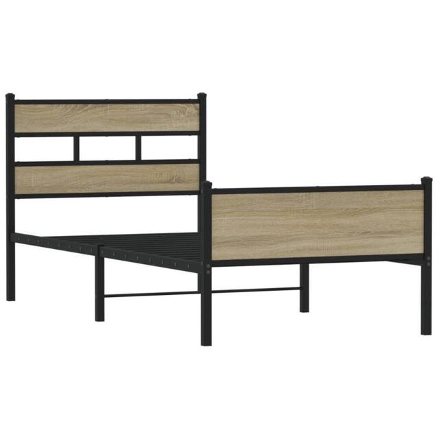 Berkfield Home Elegant Bed Frame without Mattress Sonoma Oak 90x200 cm Engineere in Brown - image 1