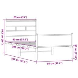 Berkfield Home Elegant Bed Frame without Mattress Sonoma Oak 90x200 cm Engineere in Brown - thumbnail 9