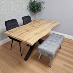 KOSY KOALA Wood Dining Set with Velvet Chairs & Grey Velvet Bench - thumbnail 1