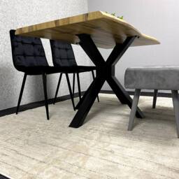 KOSY KOALA Wood Dining Set with Velvet Chairs & Grey Velvet Bench - thumbnail 6