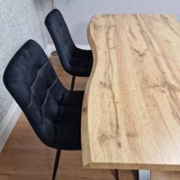 KOSY KOALA Wood Dining Set with Velvet Chairs & Grey Velvet Bench - thumbnail 3