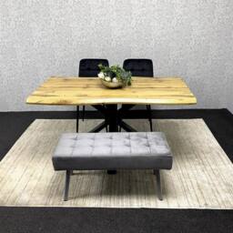 KOSY KOALA Wood Dining Set with Velvet Chairs & Grey Velvet Bench - thumbnail 9