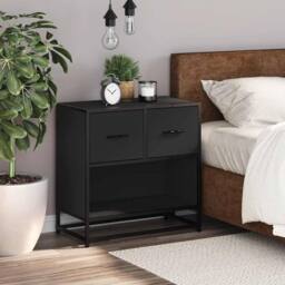 Berkfield Home Bedside Cabinet Black 60x31x60 cm Engineered Wood & Metal - Size: 60 x 31 x 60 cm - thumbnail 3