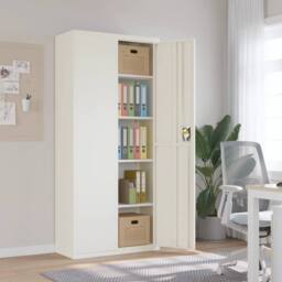 Berkfield Home Durable File Cabinet White 90x40x200 cm Steel - Size: 90 x 40 x 200 cm - thumbnail 2