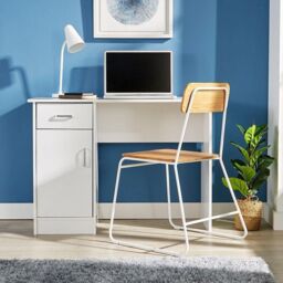 Home Source Tyler Desk 1 Drawer 1 Door Compact Computer Workstation Home Office in White - thumbnail 1