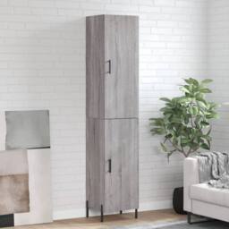 Berkfield Home Highboard Grey Sonoma 34.5x34x180 cm Engineered Wood - thumbnail 2