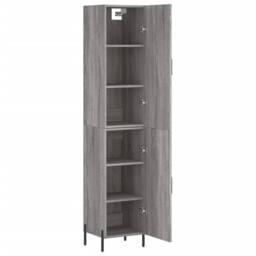 Berkfield Home Highboard Grey Sonoma 34.5x34x180 cm Engineered Wood - thumbnail 4