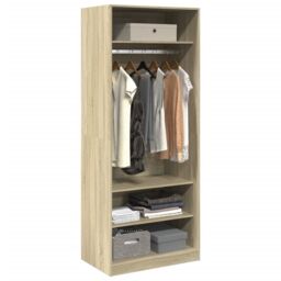 Berkfield Home Wardrobe Sonoma Oak 80x50x200 cm Engineered Wood in Brown - Size: 80 x 50 x 200 cm - thumbnail 3