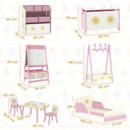 AIYAPLAY 8-Piece Kids Bedroom Furniture Set for Playroom, Bedroom, Pink - thumbnail 3