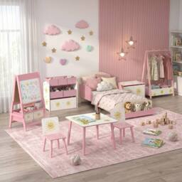 AIYAPLAY 8-Piece Kids Bedroom Furniture Set for Playroom, Bedroom, Pink - thumbnail 2
