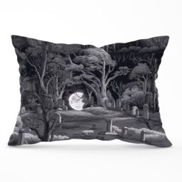 Warren Reed - Designer Eerie Moonlit Cemetery Cushions in Grey - Size: 45 cm x 45 cm - thumbnail 1