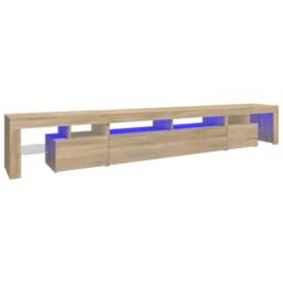 Berkfield Home TV Cabinet with LED Lights Sonoma Oak 260x36.5x40 cm in Light Brown - thumbnail 3