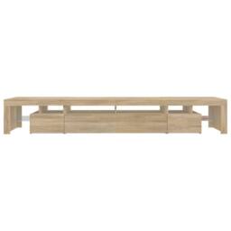 Berkfield Home TV Cabinet with LED Lights Sonoma Oak 260x36.5x40 cm in Light Brown - thumbnail 9