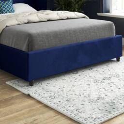 Casani Tissington Curved Winged Blue Soft Velvet Designer Bed Frame - Size: Super King - thumbnail 6