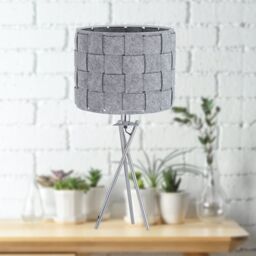 First Choice Lighting Warner - Chrome Tripod Table Lamp with Grey Pleated Felt Shade in Silver - thumbnail 2