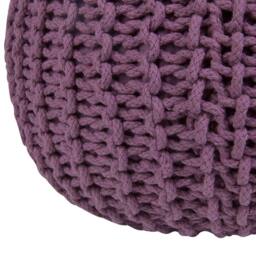 Wyld and Coco Cozy Nest Purple Knitted Pouf Ottoman - 50 x 35 cm in Violet - thumbnail 5