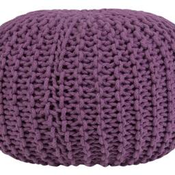 Wyld and Coco Cozy Nest Purple Knitted Pouf Ottoman - 50 x 35 cm in Violet - thumbnail 2