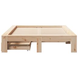 Berkfield Home Bed Frame without Mattress 135x190 cm Double Solid Wood Pine in Brown - thumbnail 4