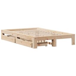 Berkfield Home Bed Frame without Mattress 135x190 cm Double Solid Wood Pine in Brown - thumbnail 3