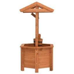 Berkfield Home Garden Wishing Well Planter 40x40x84 cm Firwood in Brown - Size: 40 x 40 x 84 cm - thumbnail 3