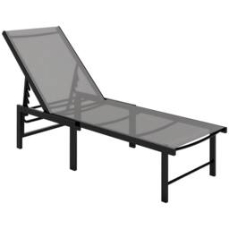 OUTSUNNY Sun Lounger, 5-Level Reclining Sun Lounger Chair, Grey - thumbnail 2