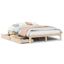 Berkfield Home Bed Frame with Drawers without Mattress 120x190 cm Small Double in Brown - thumbnail 2