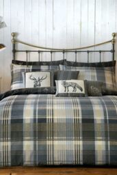 Dreams & Drapes 'Connolly Check' 100% Brushed Cotton Duvet Cover Set in Charcoal - Size: King - thumbnail 1