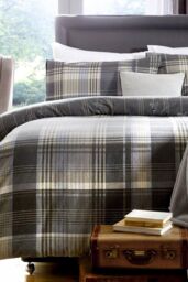 Dreams & Drapes 'Connolly Check' 100% Brushed Cotton Duvet Cover Set in Charcoal - Size: King - thumbnail 2